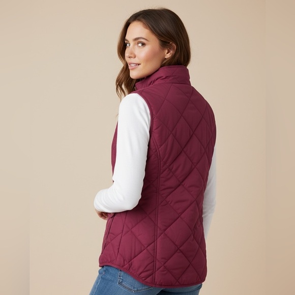 J. Crew Factory Women's Quilted Vest - Burgundy - Picture 3 of 7